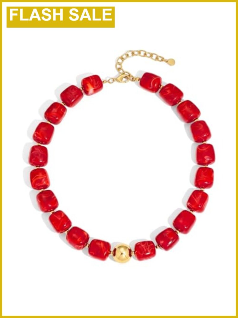 Boho Beaded Necklace Resin Bead Statement Necklace Adjustable Chain